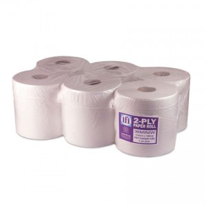 White Centrefeed Roll Wipeclean Professional 2ply -  6 Per Pack